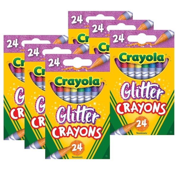 Glitter Crayons, Regular Size, 24 Colors Per Set, 144PK